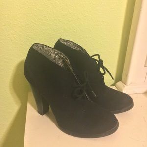 Black suede booties 4 inch heel